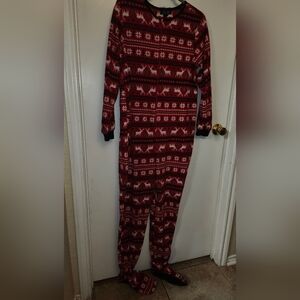 Festive Red Reindeer Onesie Pajamas